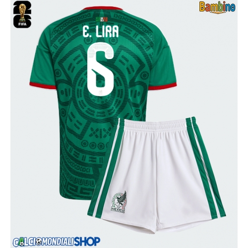Maglie da calcio Messico Erik Lira #6 Prima Maglia Bambino Mondiali 2026  Manica Corta + Pantaloni corti)